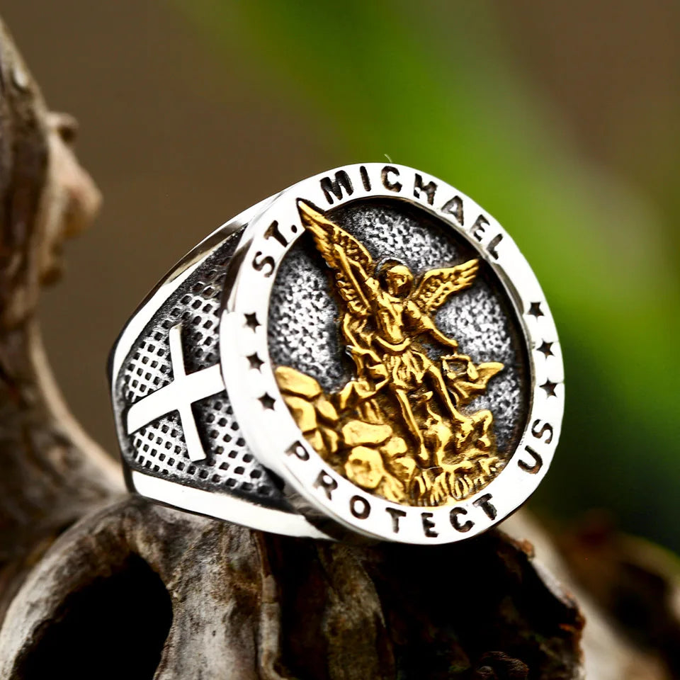 St Michael Stainless Steel Ring