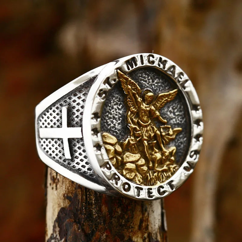 St Michael Stainless Steel Ring