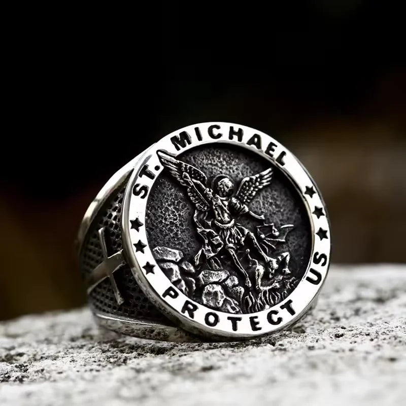 St Michael Stainless Steel Ring