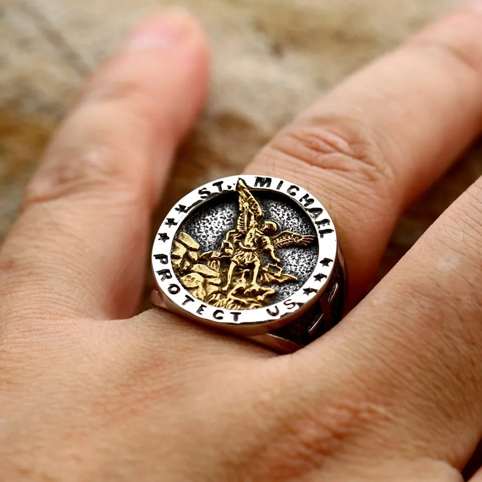 St Michael Stainless Steel Ring