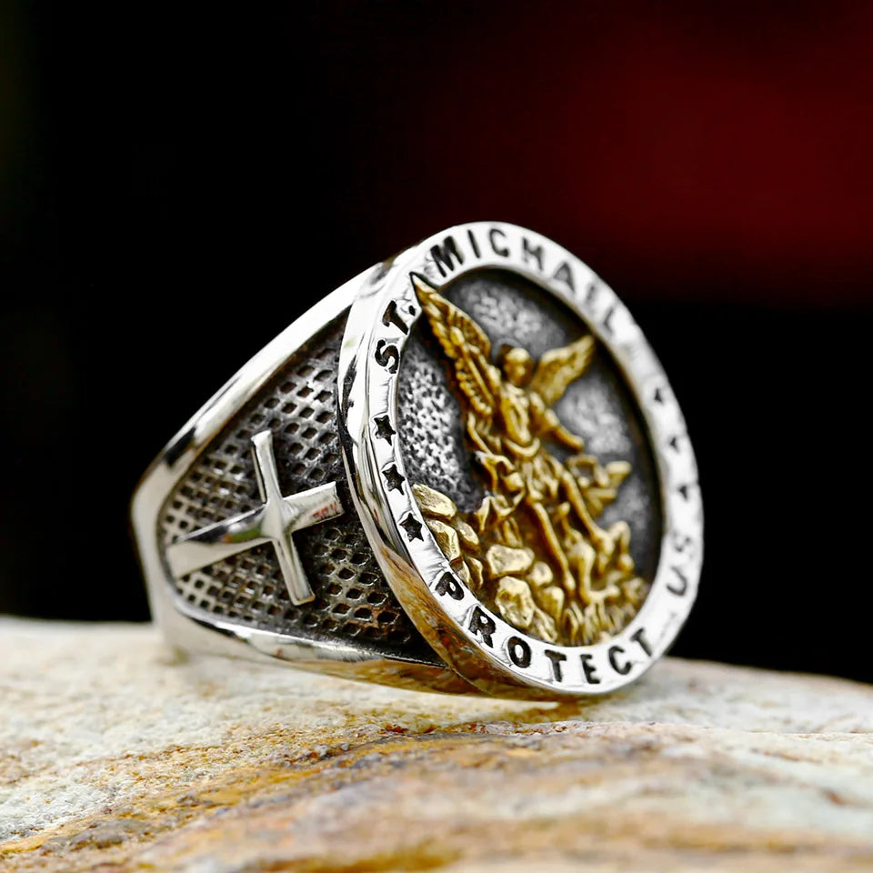 St Michael Stainless Steel Ring